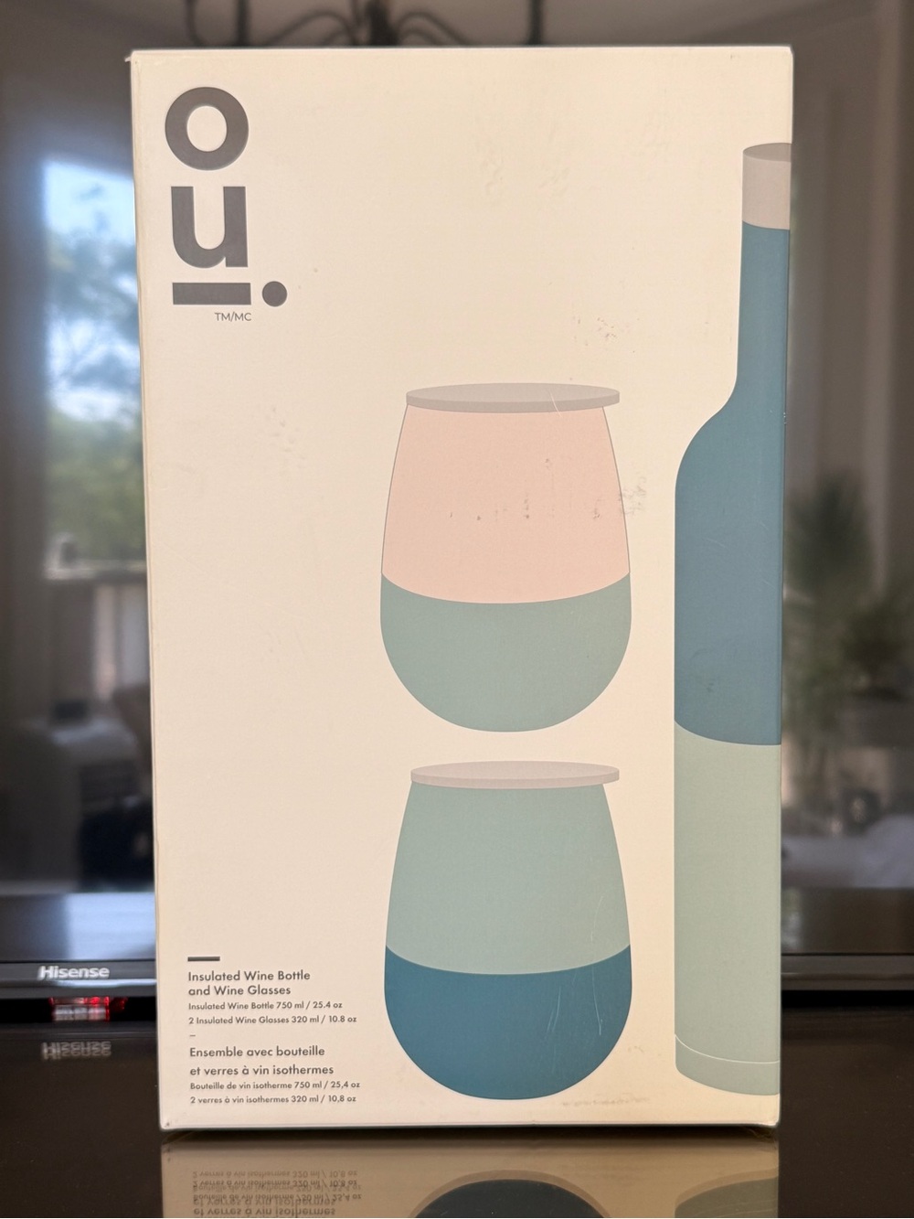 OU Insulated Wine Bottle and Glasses - Pastel Pink & Teal